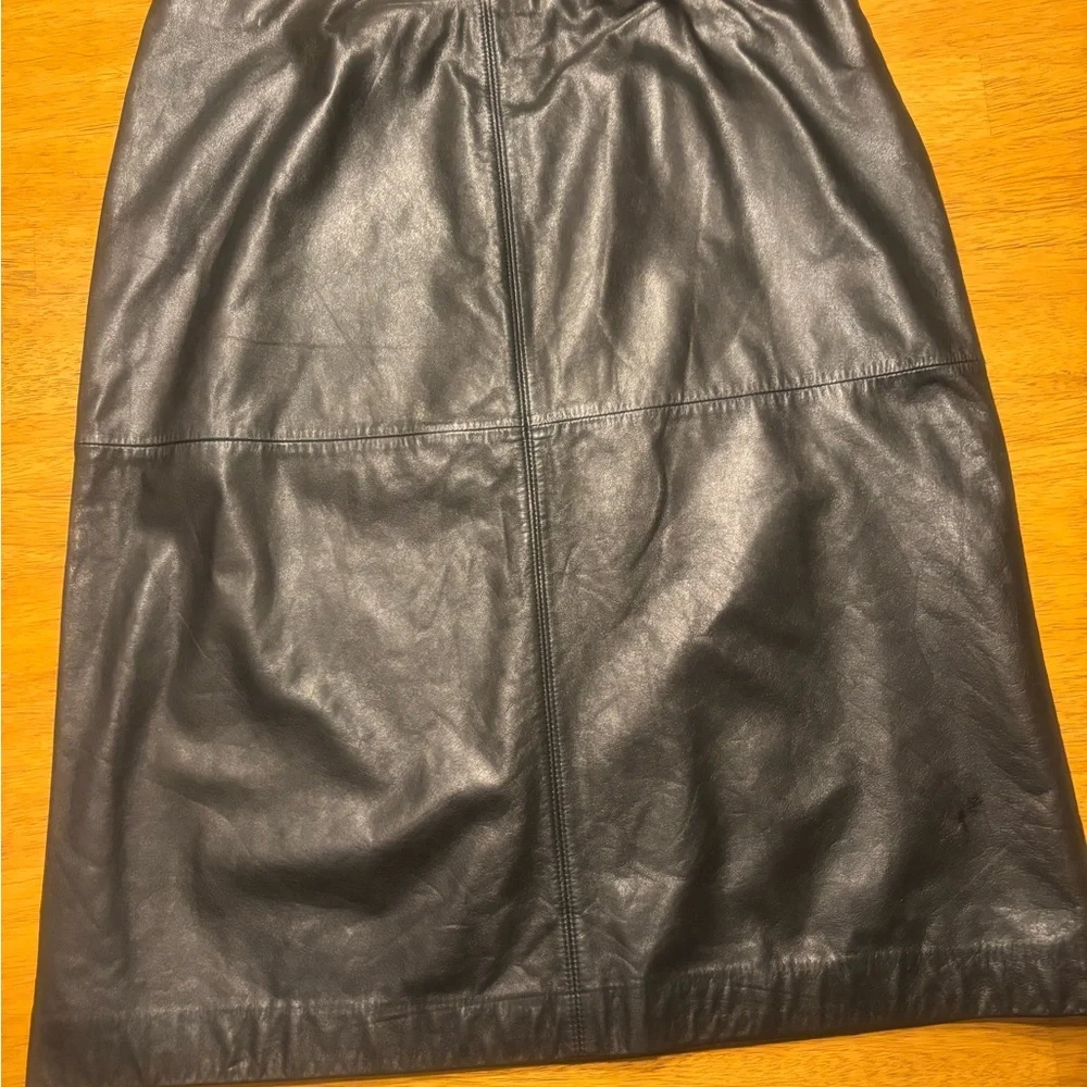 Ann Taylor Black Leather Skirt - Picture 1 of 5